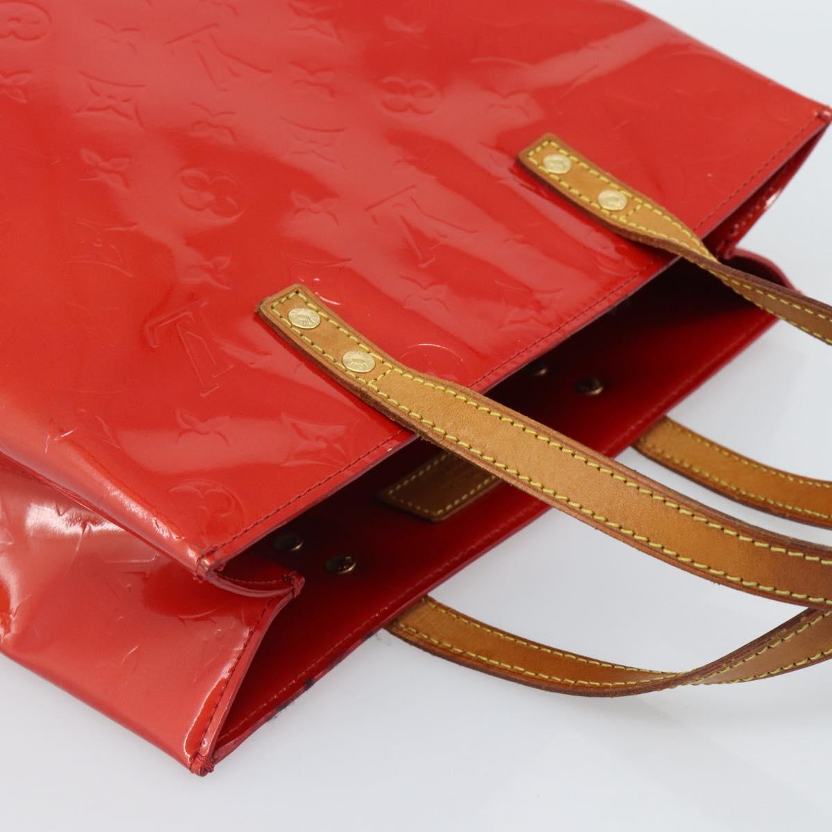 LOUIS VUITTON Monogram Vernis Reade MM Hand Bag Red Rouge M91086 LV Auth 185756
