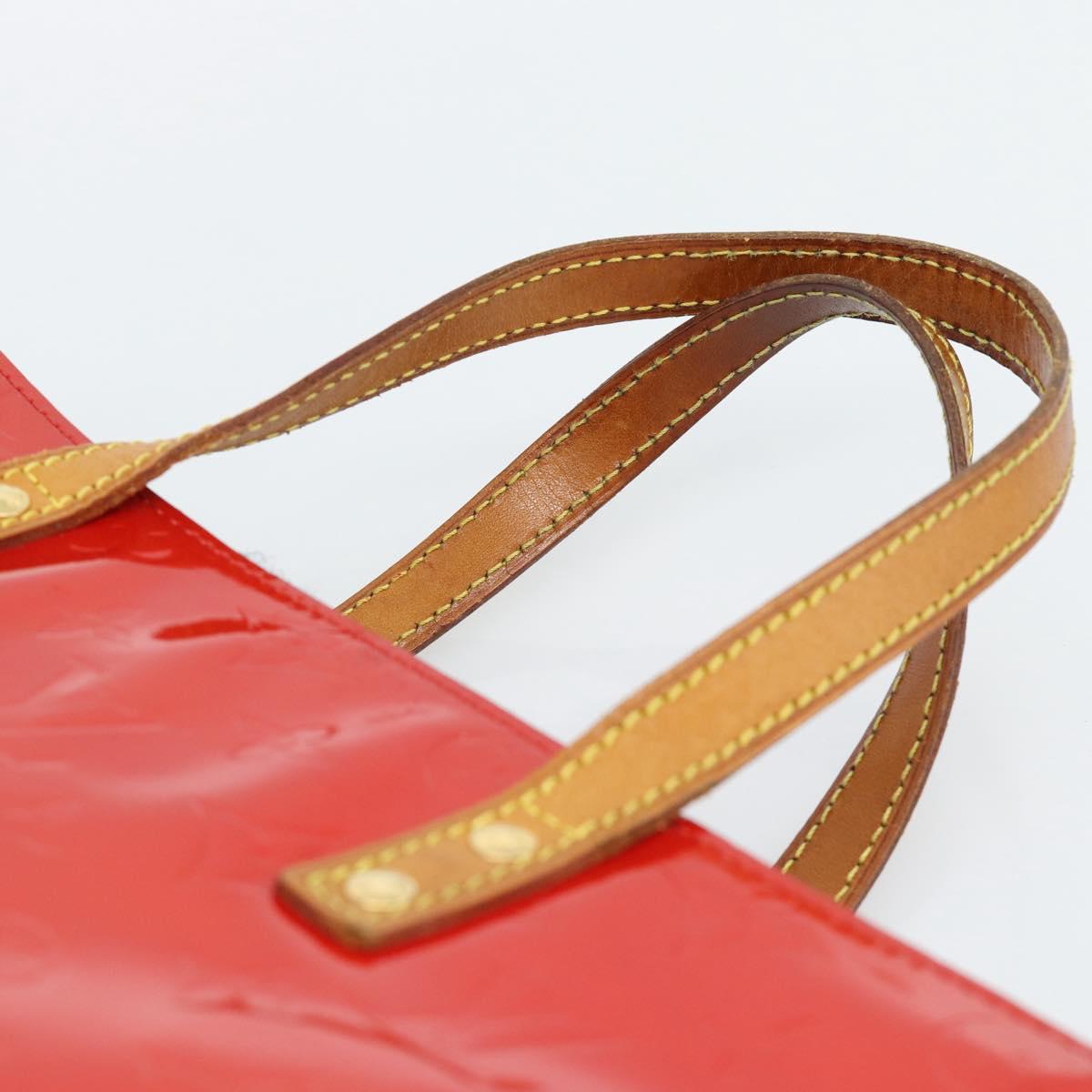 LOUIS VUITTON Monogram Vernis Reade MM Hand Bag Red Rouge M91086 LV Auth 185756