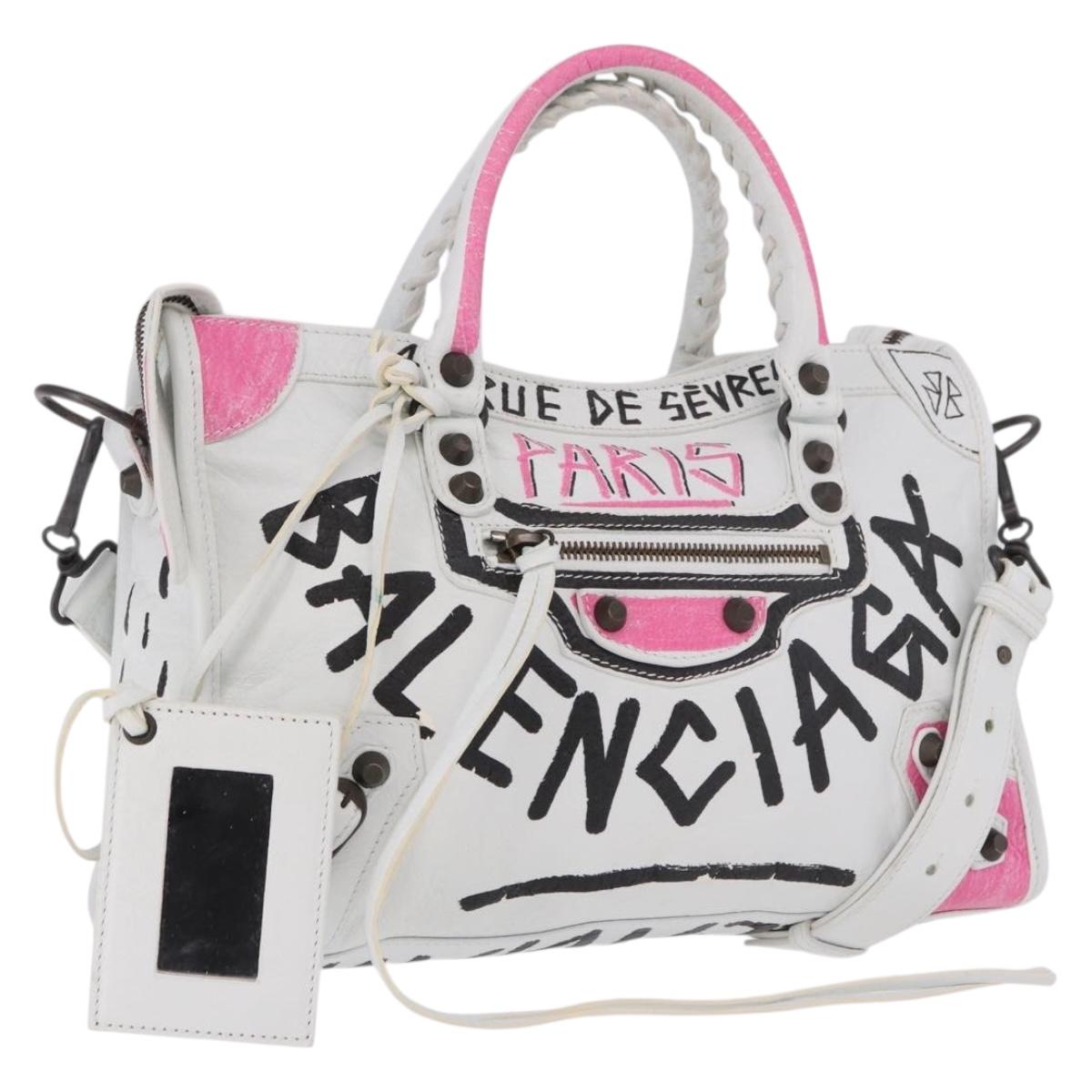 BALENCIAGA Classic Mini City Graphics Bag Leather 2way 431621 Auth 185758SAM