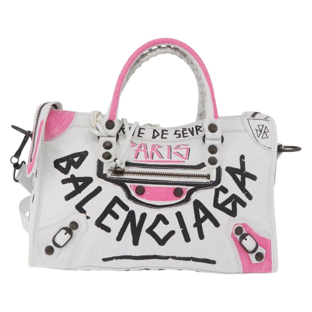 BALENCIAGA Classic Mini City Graphics Bag Leather 2way 431621 Auth 185758SAM