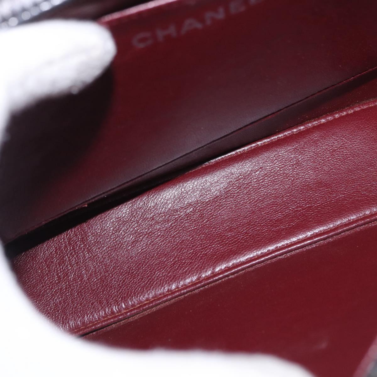 CHANEL Matelasse Chain Hand Bag Lamb Skin Black Silver CC Auth 185765