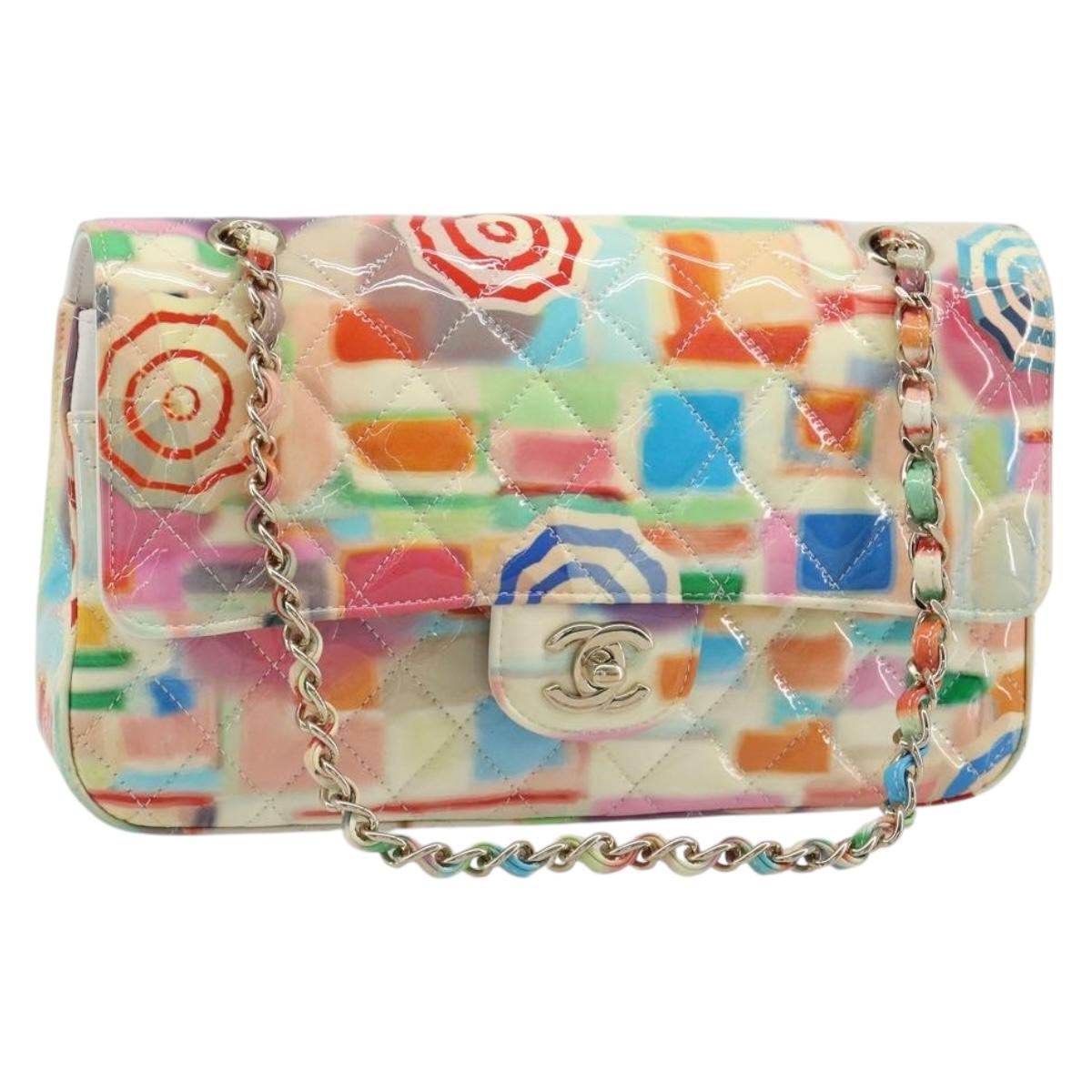 CHANEL Chain Double Flap Matelasse 25 Bag leather Multicolor CC Auth 185767SM