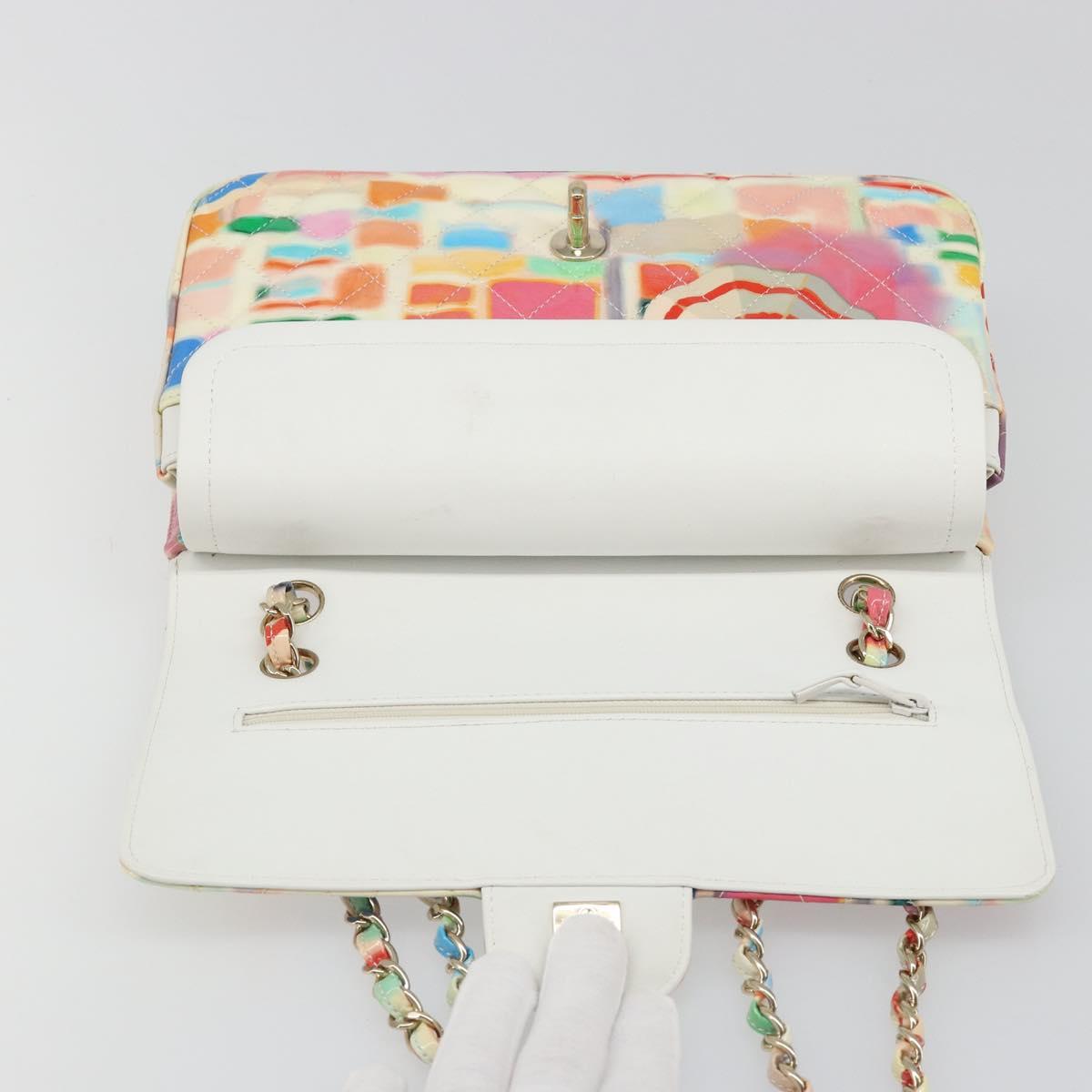 CHANEL Chain Double Flap Matelasse 25 Bag leather Multicolor CC Auth 185767SM