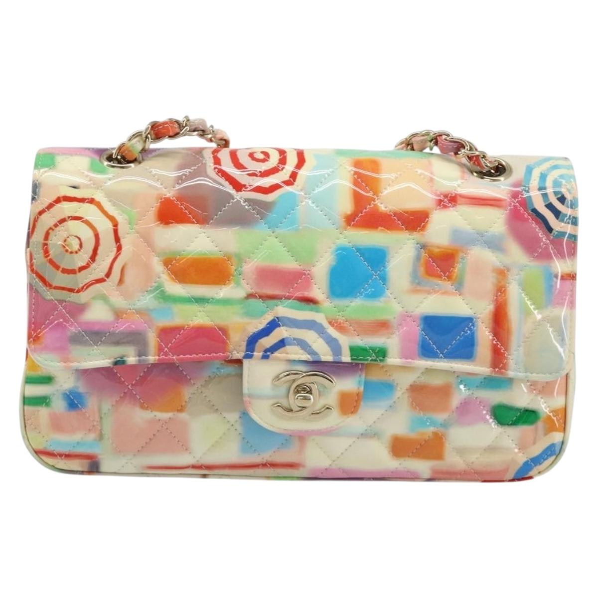 CHANEL Chain Double Flap Matelasse 25 Bag leather Multicolor CC Auth 185767SM