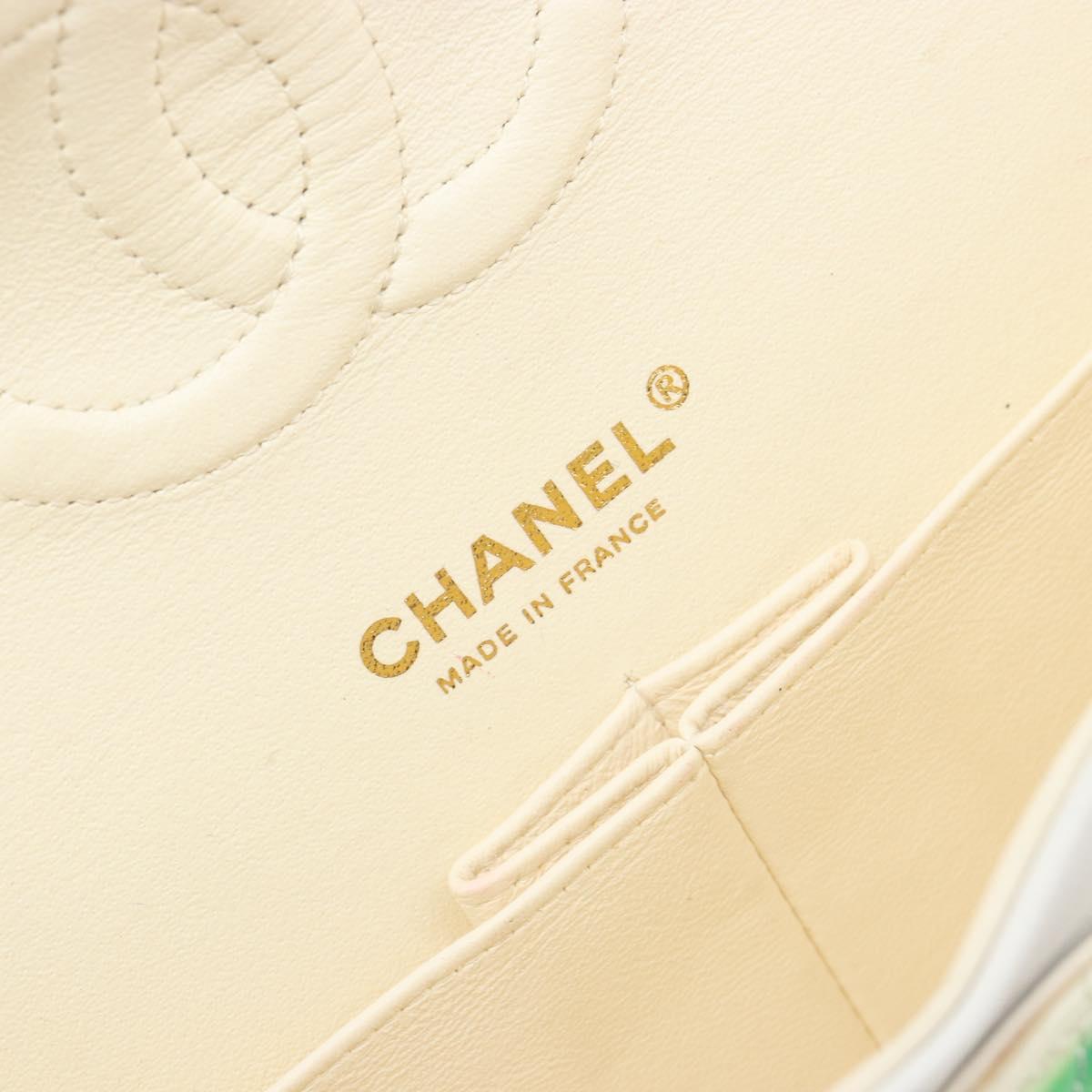 CHANEL Chain Double Flap Matelasse 25 Bag leather Multicolor CC Auth 185767SM