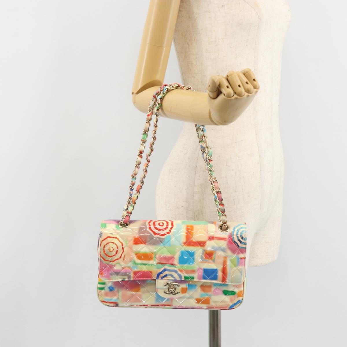 CHANEL Chain Double Flap Matelasse 25 Bag leather Multicolor CC Auth 185767SM