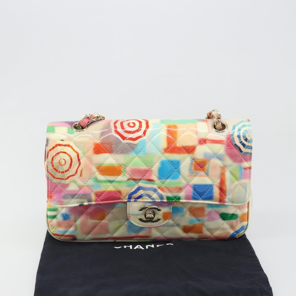 CHANEL Chain Double Flap Matelasse 25 Bag leather Multicolor CC Auth 185767SM