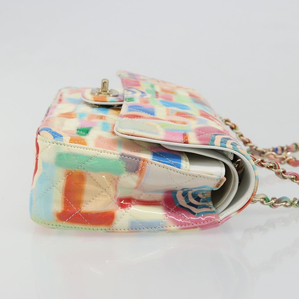 CHANEL Chain Double Flap Matelasse 25 Bag leather Multicolor CC Auth 185767SM