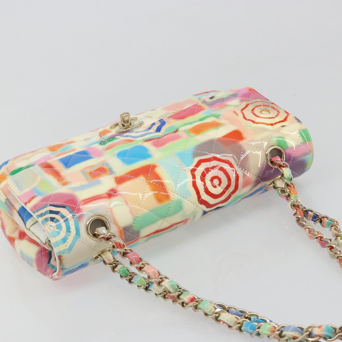 CHANEL Chain Double Flap Matelasse 25 Bag leather Multicolor CC Auth 185767SM