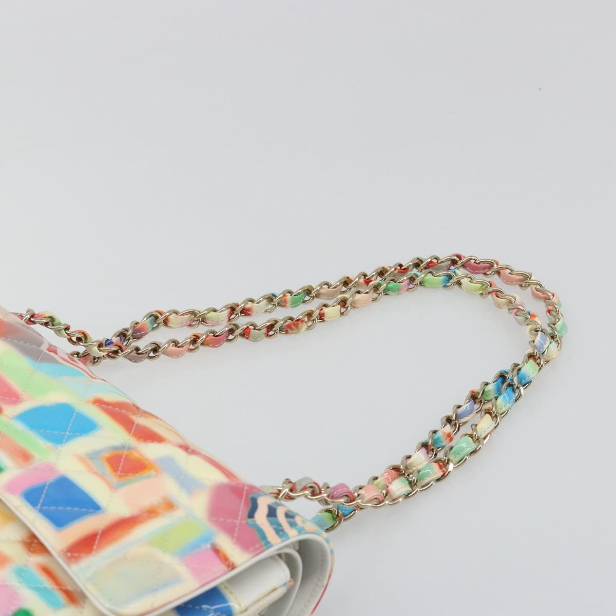 CHANEL Chain Double Flap Matelasse 25 Bag leather Multicolor CC Auth 185767SM