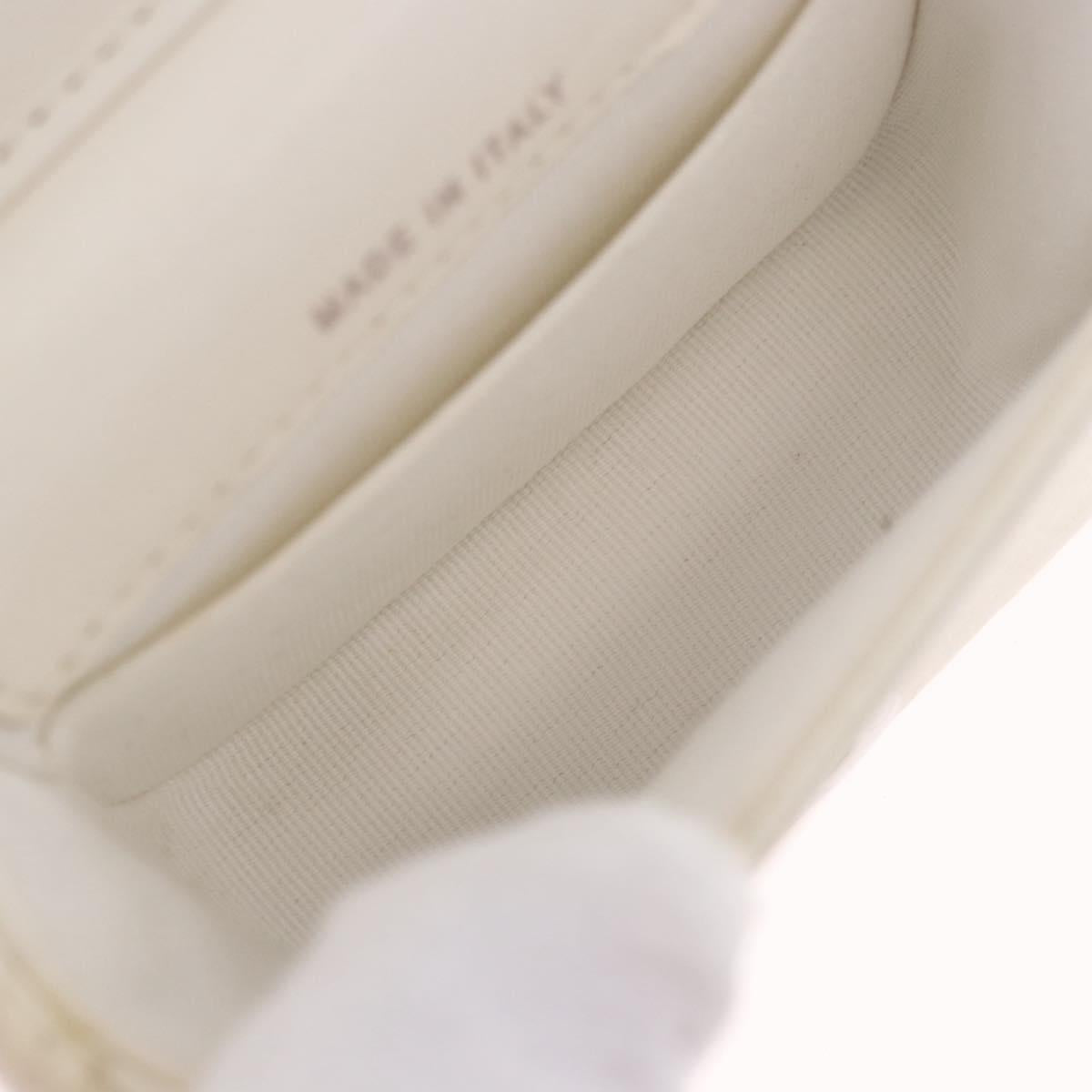 CHANEL Matelasse Chain Shoulder Bag Lamb Skin White Silver CC Auth 185770SAM