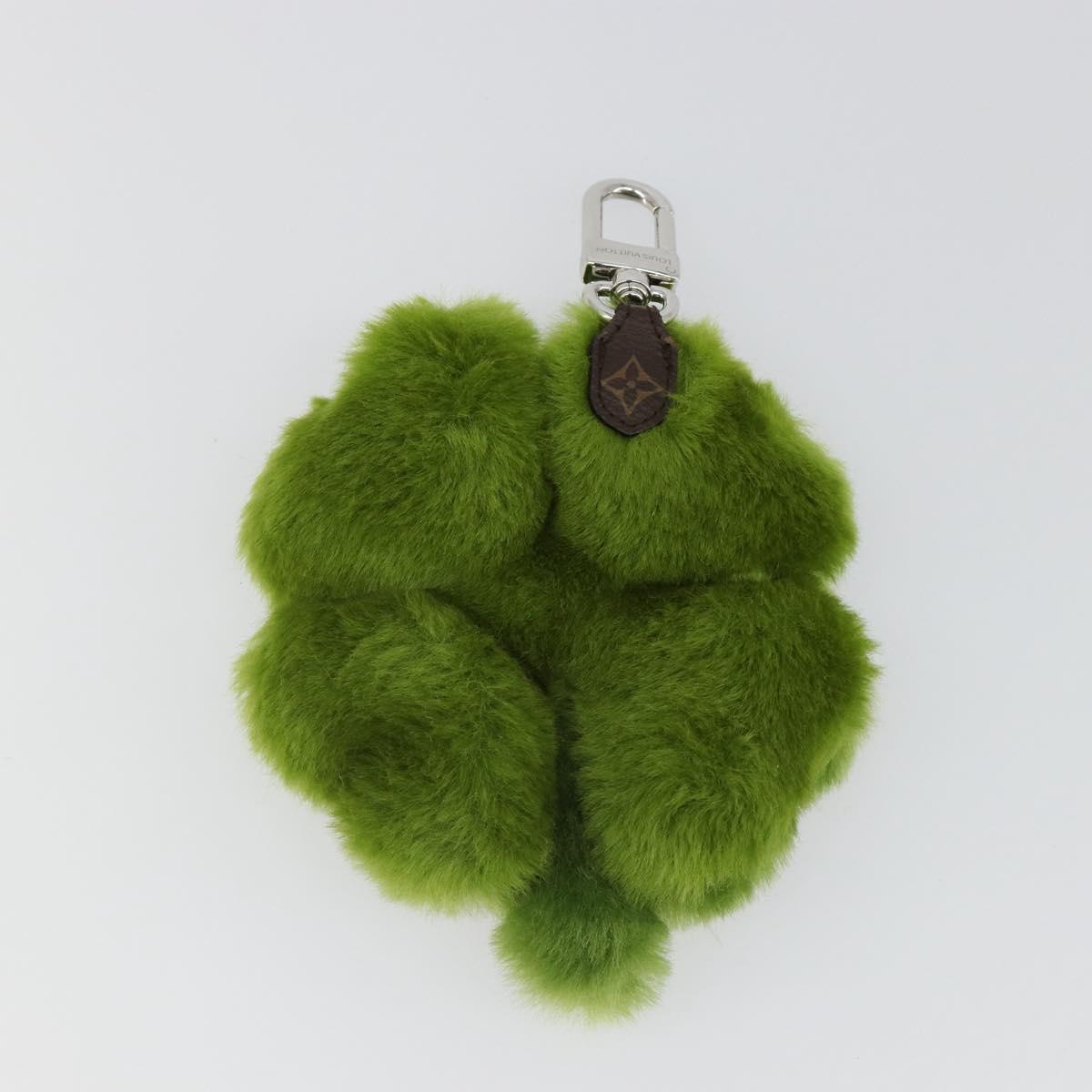 LOUIS VUITTON LV Lucky Trefoil Bag Charm Velvet Green M03170 LV Auth 185780M