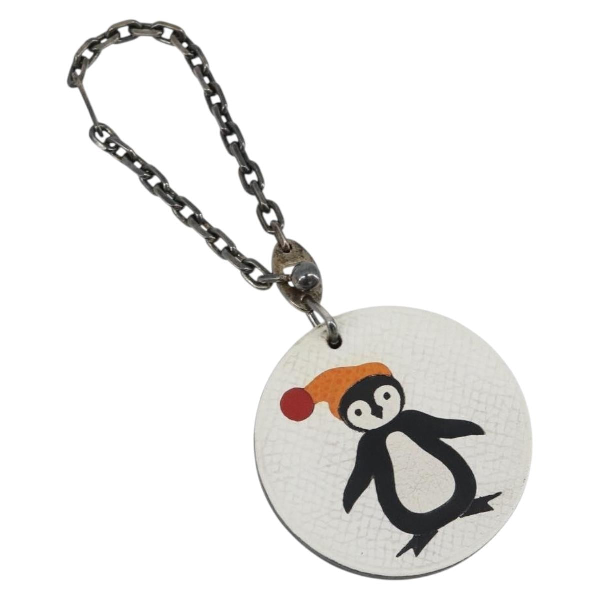 HERMES Penguin Charm Leather White Auth 185783M