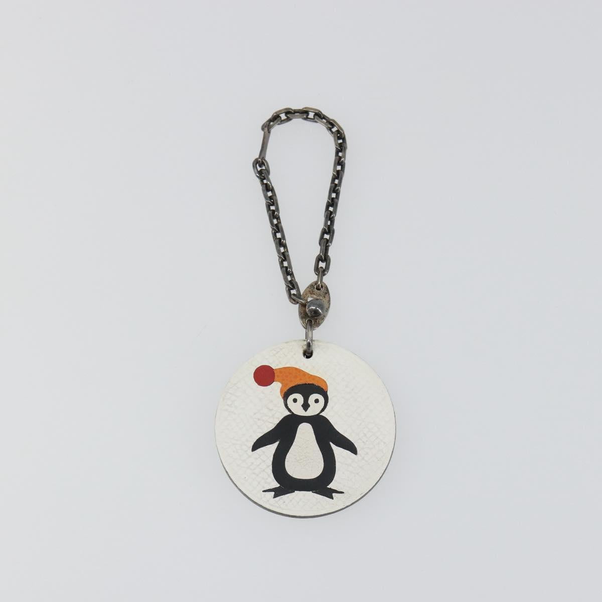 HERMES Penguin Charm Leather White Auth 185783M