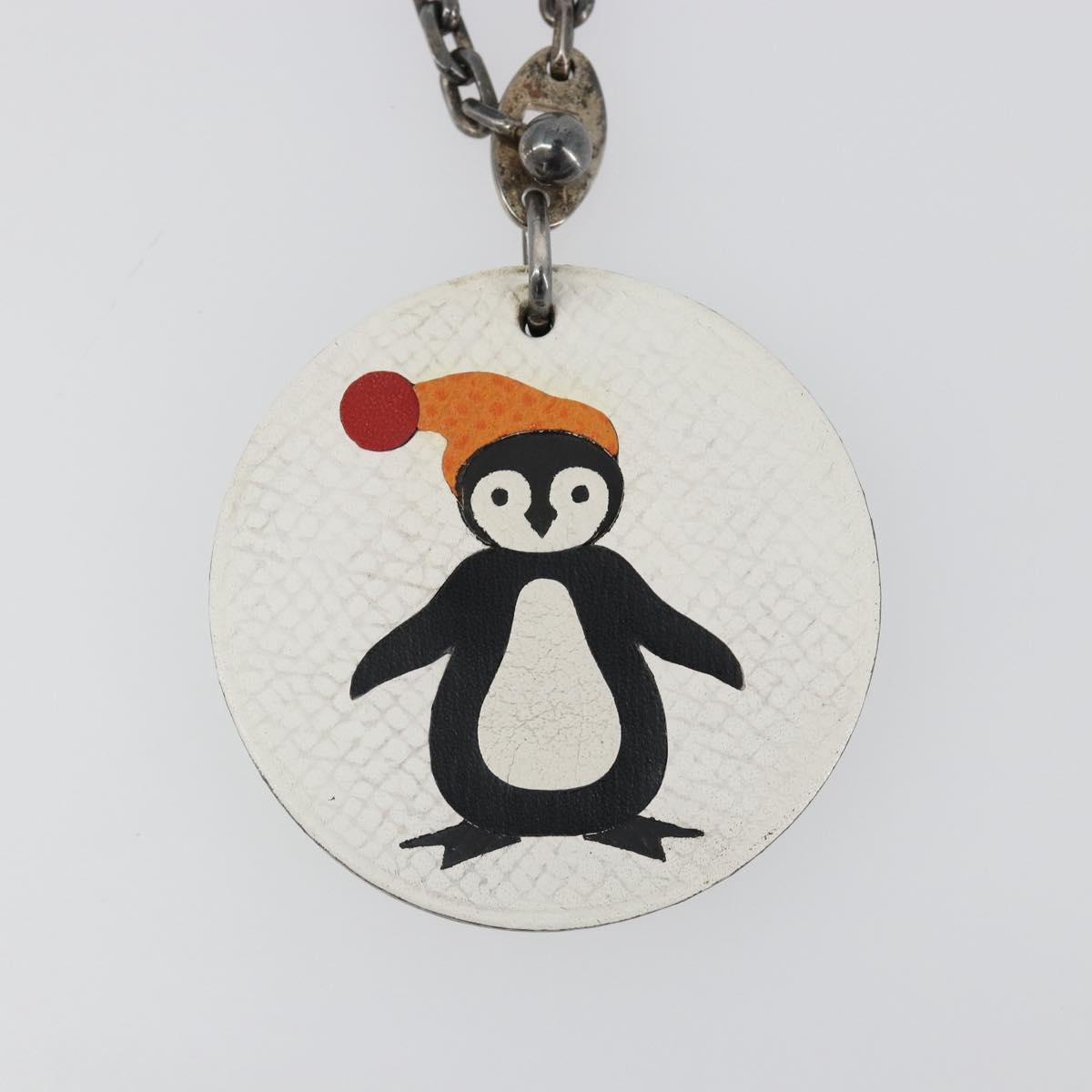 HERMES Penguin Charm Leather White Auth 185783M