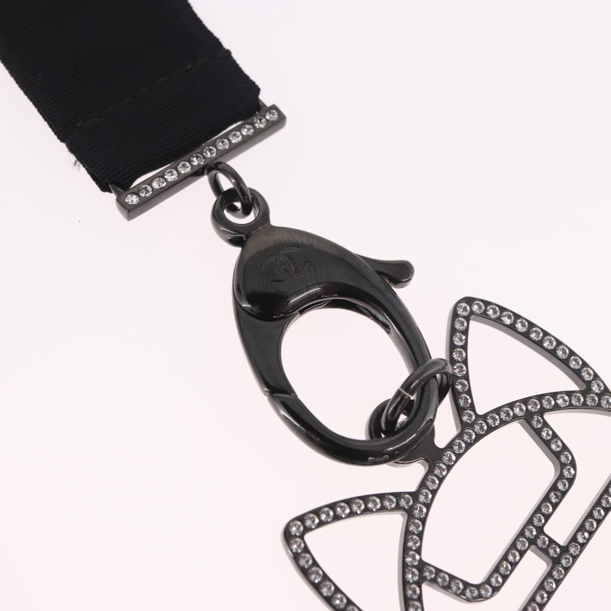 CHANEL Cat Robot Necklace metal Black CC Auth 185784M