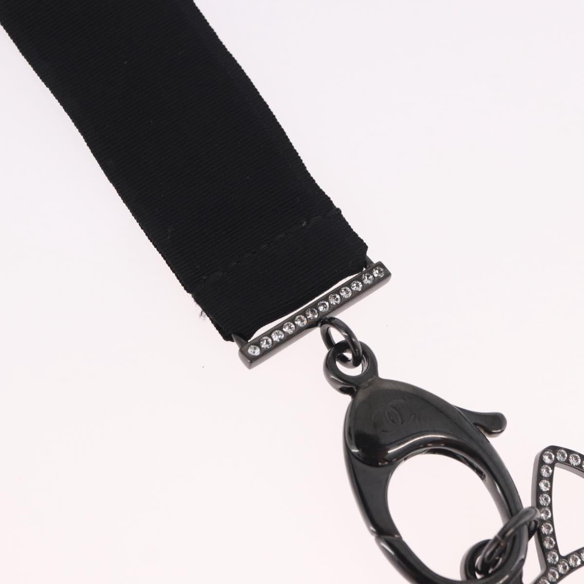 CHANEL Cat Robot Necklace metal Black CC Auth 185784M