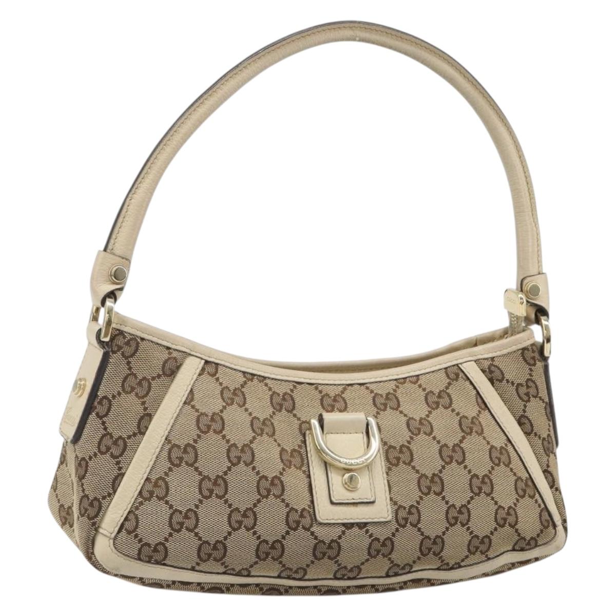 GUCCI GG Canvas Abbey Shoulder Bag Beige Gold 130939 Auth 185801A