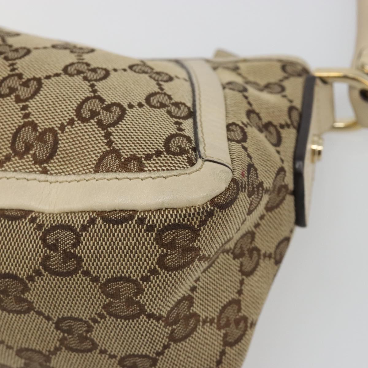 GUCCI GG Canvas Abbey Shoulder Bag Beige Gold 130939 Auth 185801A