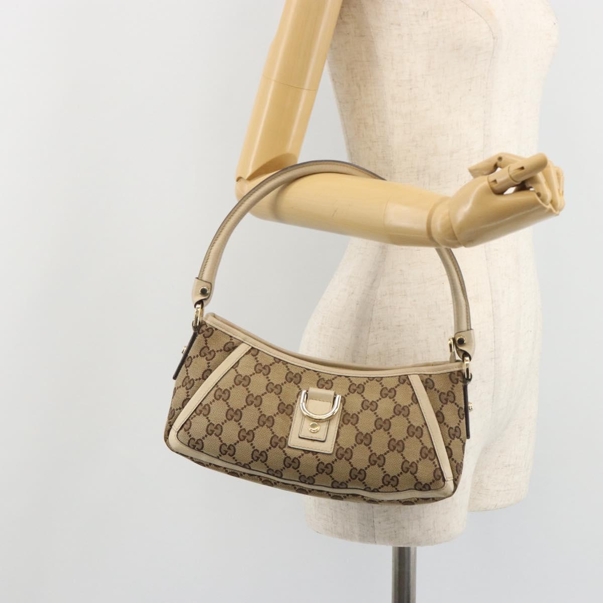 GUCCI GG Canvas Abbey Shoulder Bag Beige Gold 130939 Auth 185801A