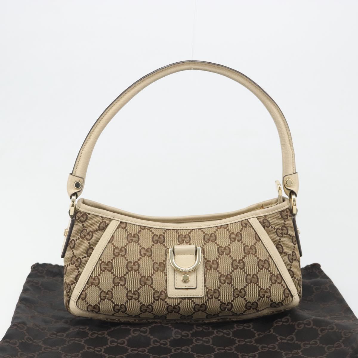 GUCCI GG Canvas Abbey Shoulder Bag Beige Gold 130939 Auth 185801A