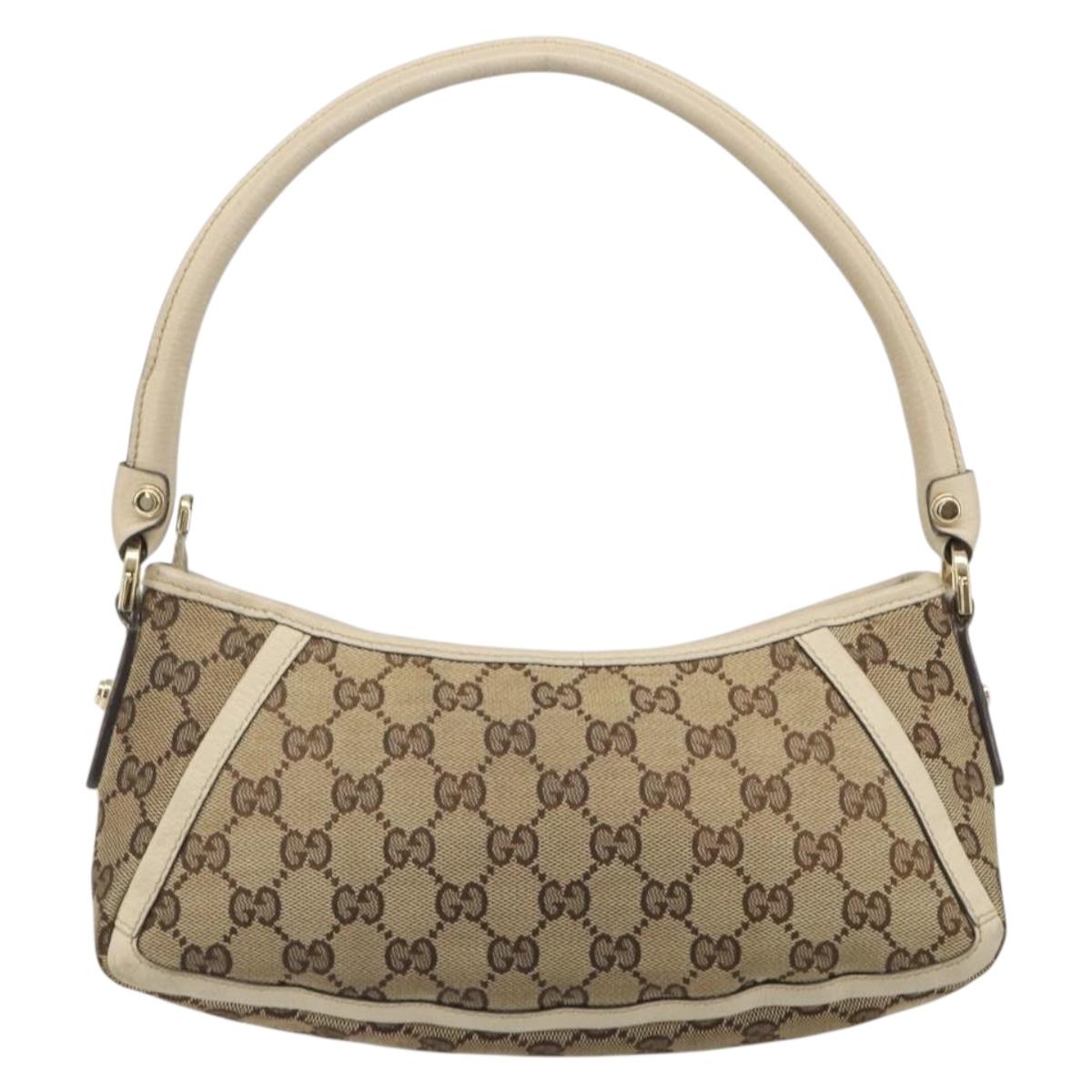 GUCCI GG Canvas Abbey Shoulder Bag Beige Gold 130939 Auth 185801A