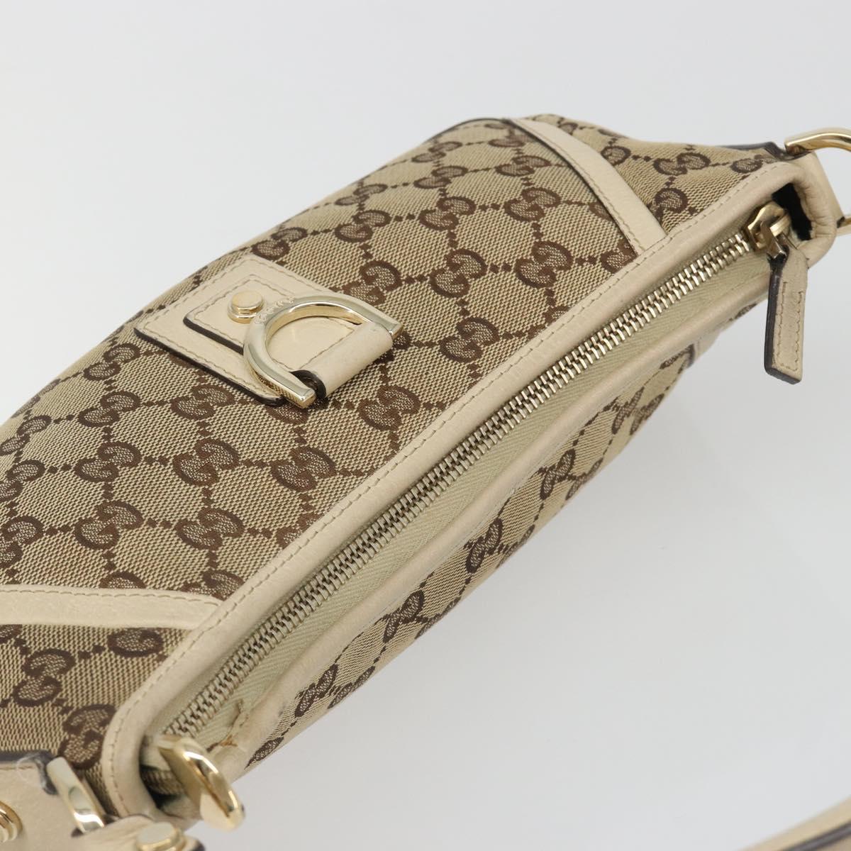 GUCCI GG Canvas Abbey Shoulder Bag Beige Gold 130939 Auth 185801A