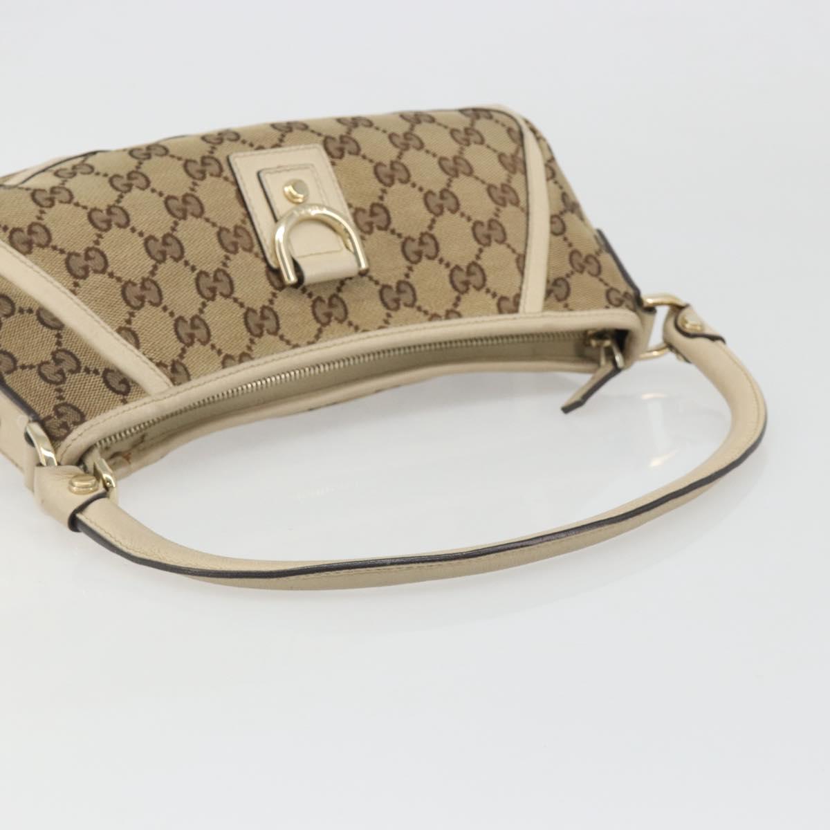 GUCCI GG Canvas Abbey Shoulder Bag Beige Gold 130939 Auth 185801A