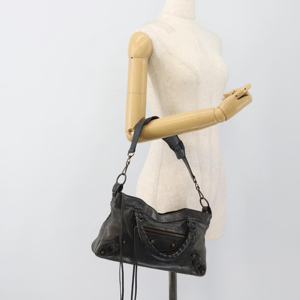 BALENCIAGA The First Hand Bag Leather 2way Gray 103208 Auth 185804A