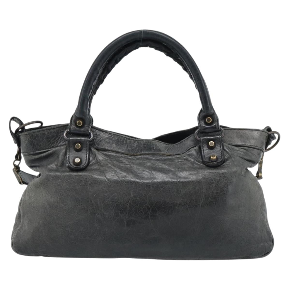 BALENCIAGA The First Hand Bag Leather 2way Gray 103208 Auth 185804A
