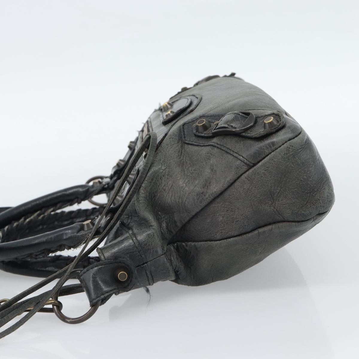 BALENCIAGA The First Hand Bag Leather 2way Gray 103208 Auth 185804A