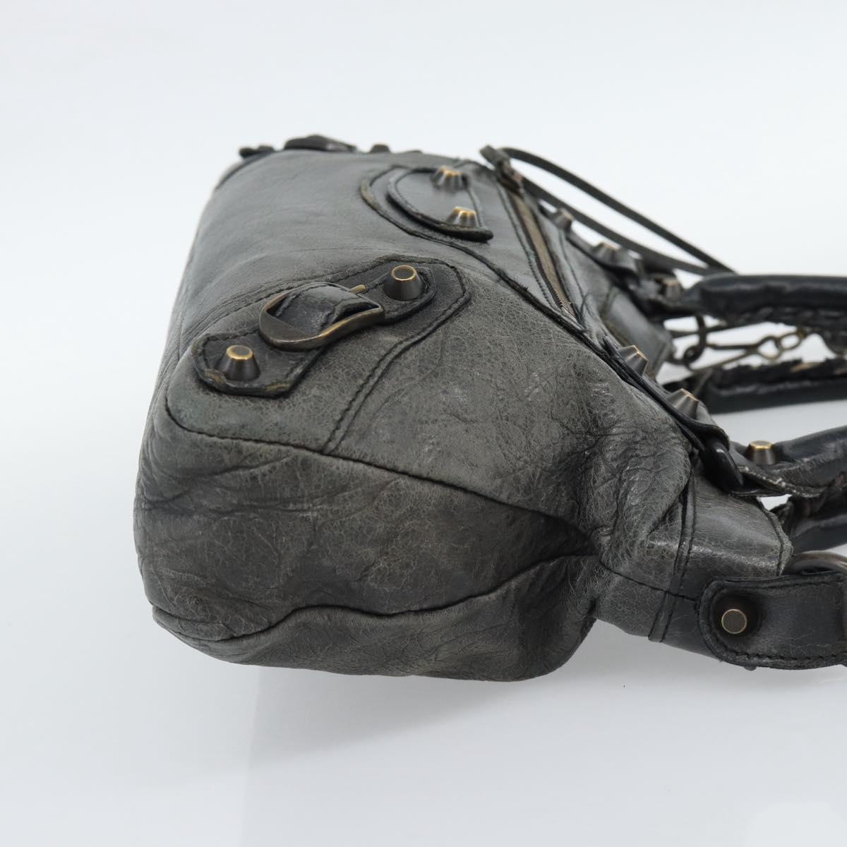 BALENCIAGA The First Hand Bag Leather 2way Gray 103208 Auth 185804A