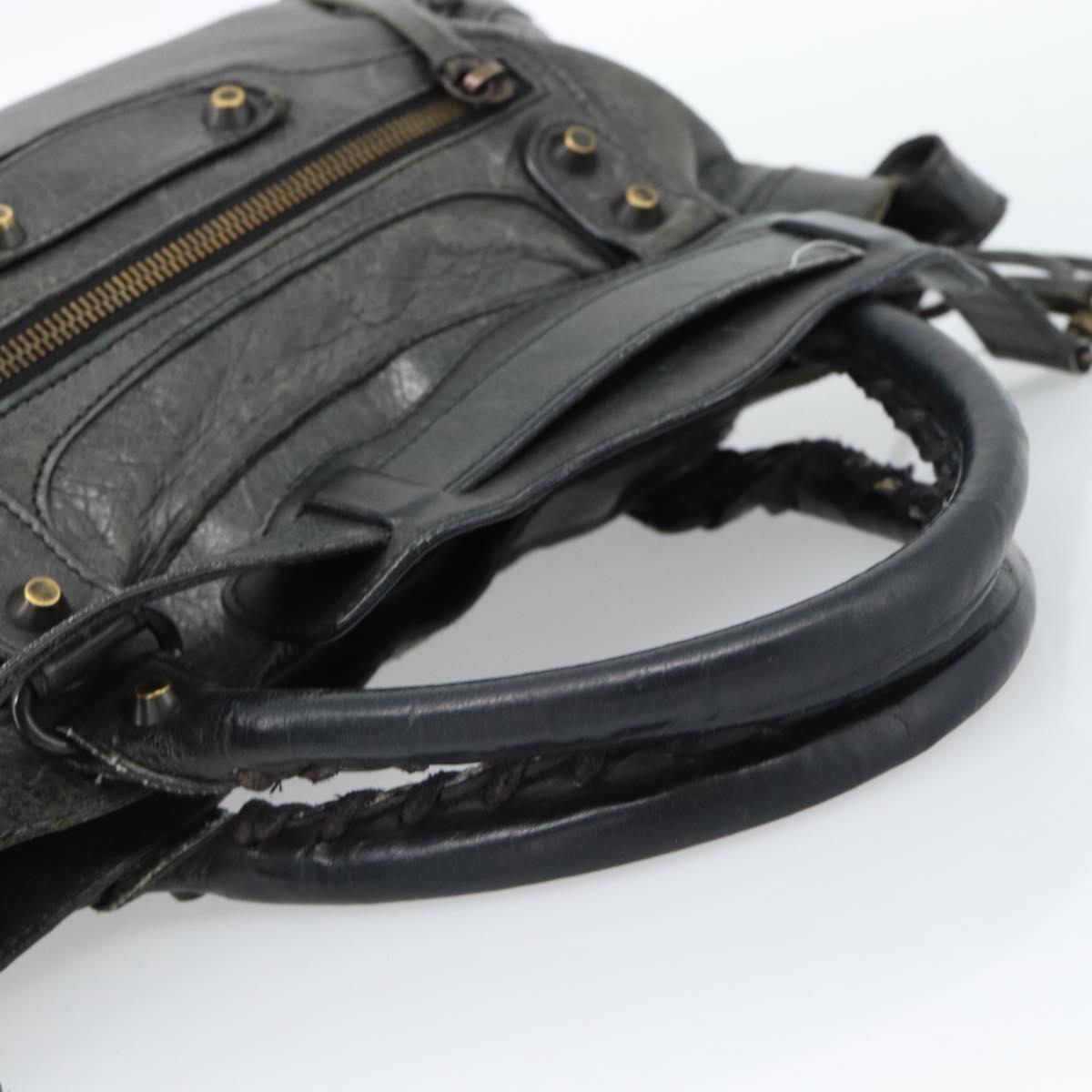 BALENCIAGA The First Hand Bag Leather 2way Gray 103208 Auth 185804A