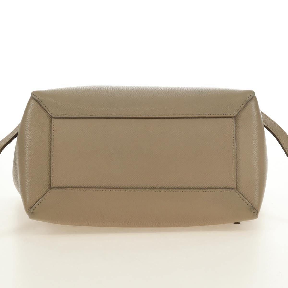 CELINE Belt Bag Micro Hand Bag Leather 2way Beige Gold Auth 185805M