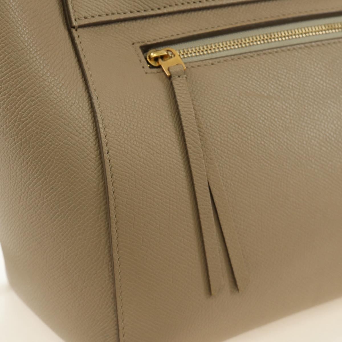 CELINE Belt Bag Micro Hand Bag Leather 2way Beige Gold Auth 185805M