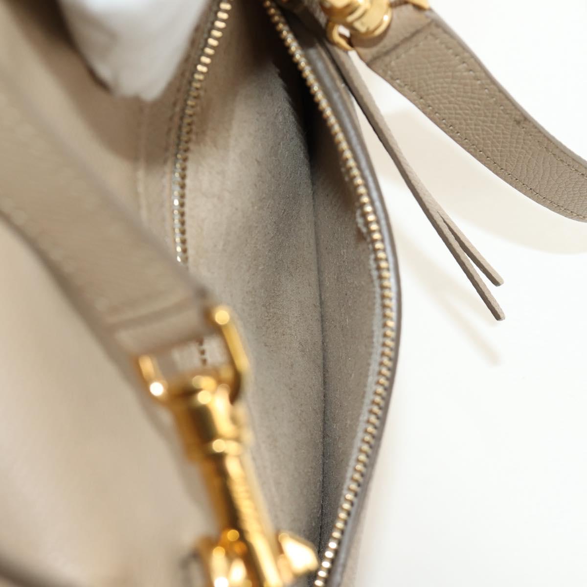 CELINE Belt Bag Micro Hand Bag Leather 2way Beige Gold Auth 185805M