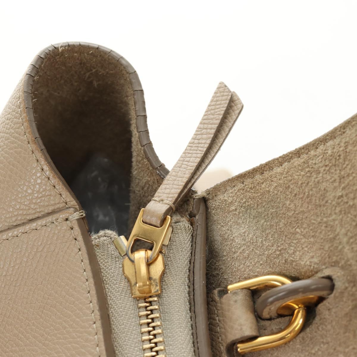 CELINE Belt Bag Micro Hand Bag Leather 2way Beige Gold Auth 185805M