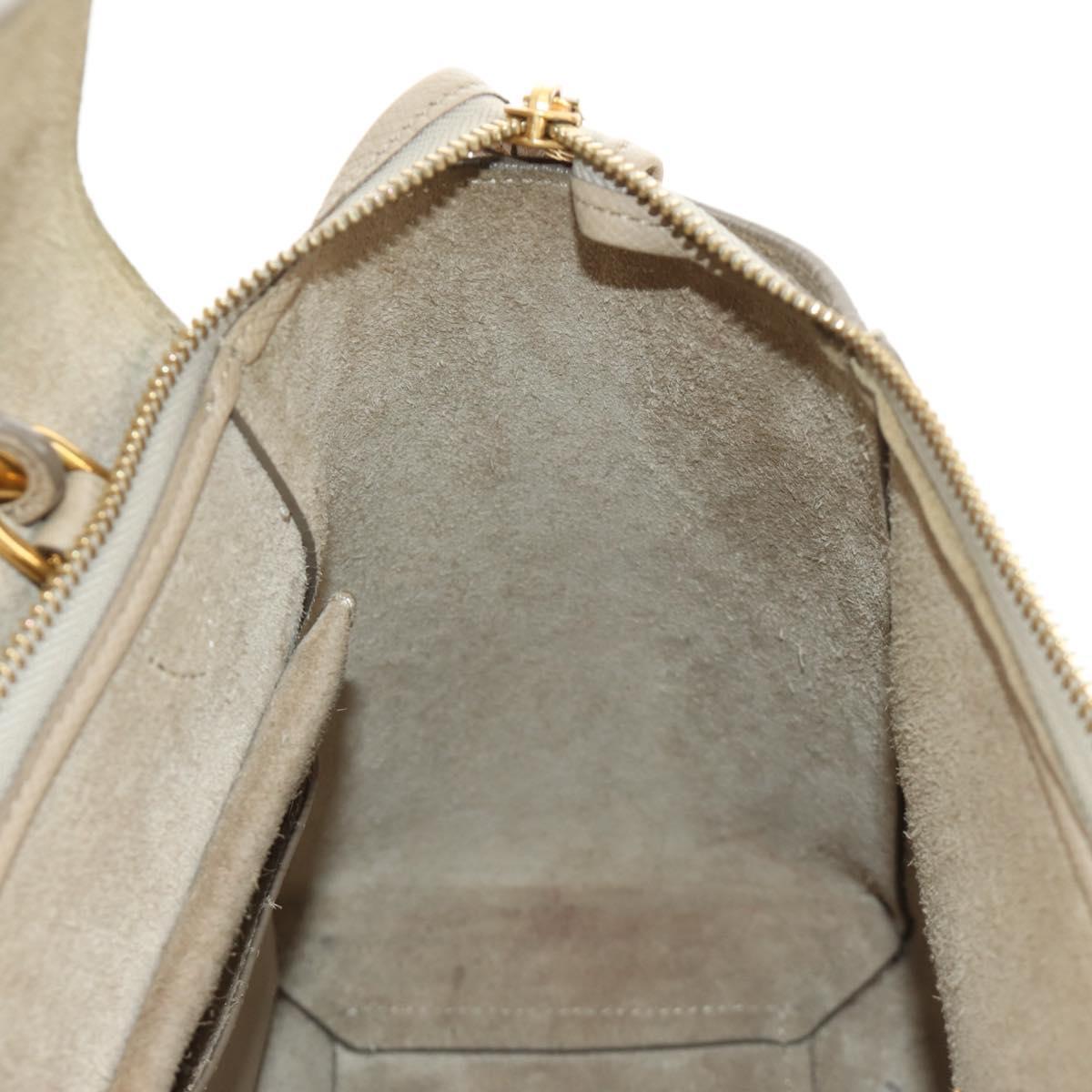 CELINE Belt Bag Micro Hand Bag Leather 2way Beige Gold Auth 185805M