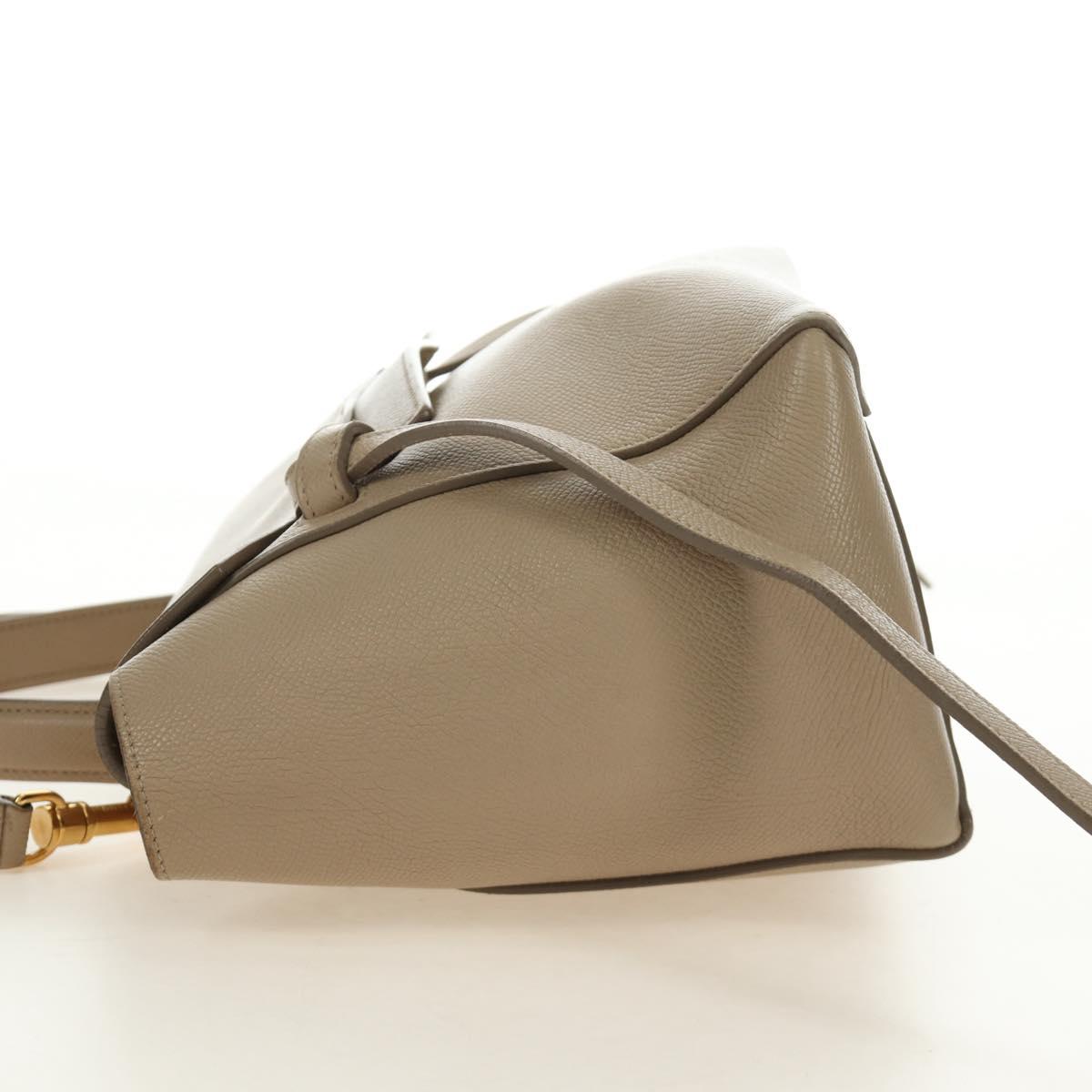 CELINE Belt Bag Micro Hand Bag Leather 2way Beige Gold Auth 185805M