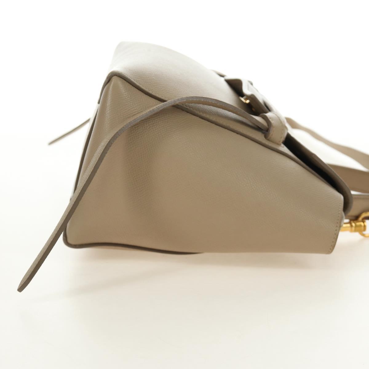 CELINE Belt Bag Micro Hand Bag Leather 2way Beige Gold Auth 185805M