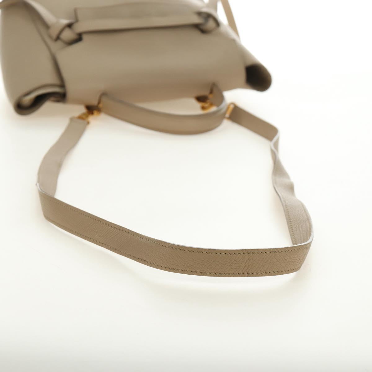 CELINE Belt Bag Micro Hand Bag Leather 2way Beige Gold Auth 185805M