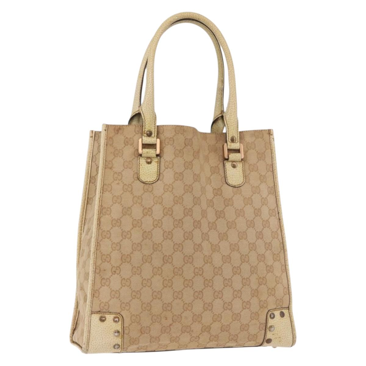 GUCCI GG Canvas Tote Bag Beige 124261 Auth 185806