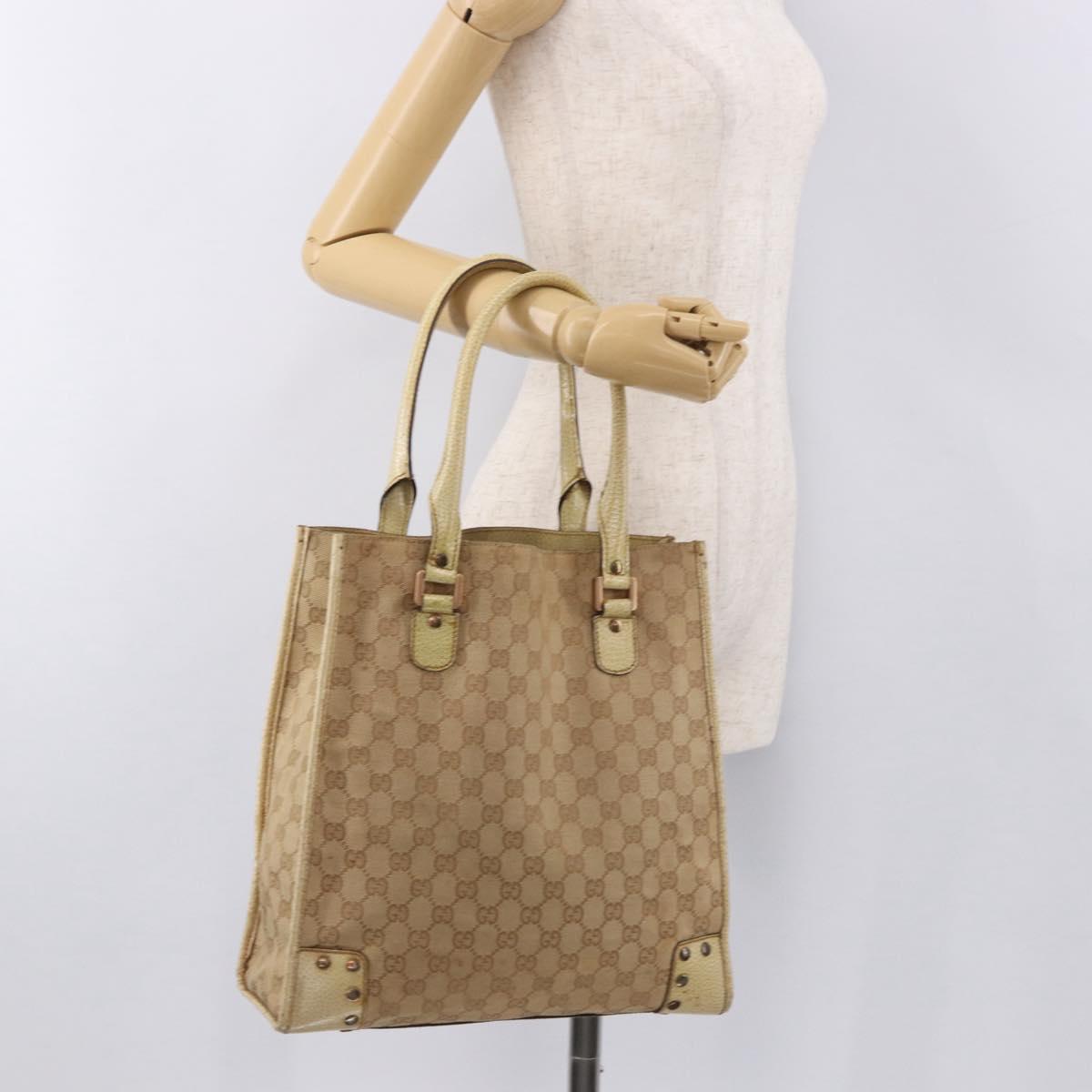 GUCCI GG Canvas Tote Bag Beige 124261 Auth 185806