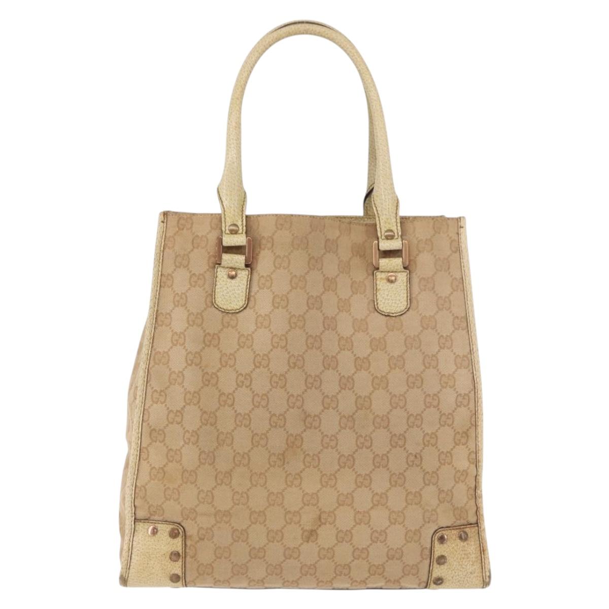 GUCCI GG Canvas Tote Bag Beige 124261 Auth 185806