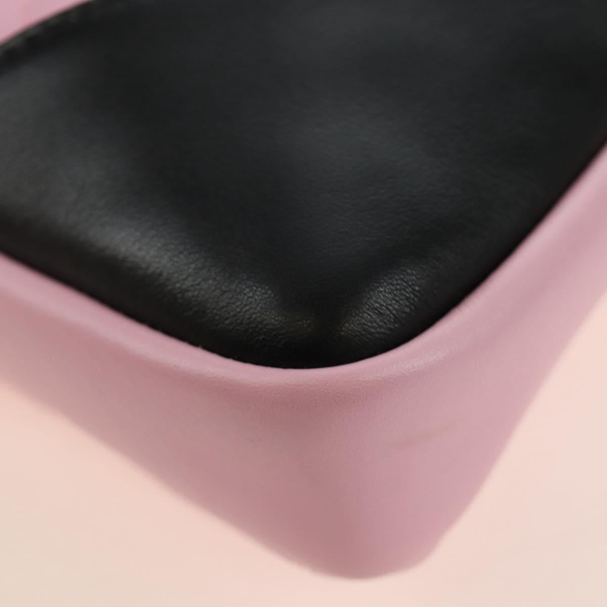 CHANEL Matelasse Cambon Line Shoulder Bag Leather Pink Silver CC Auth 185807SAM