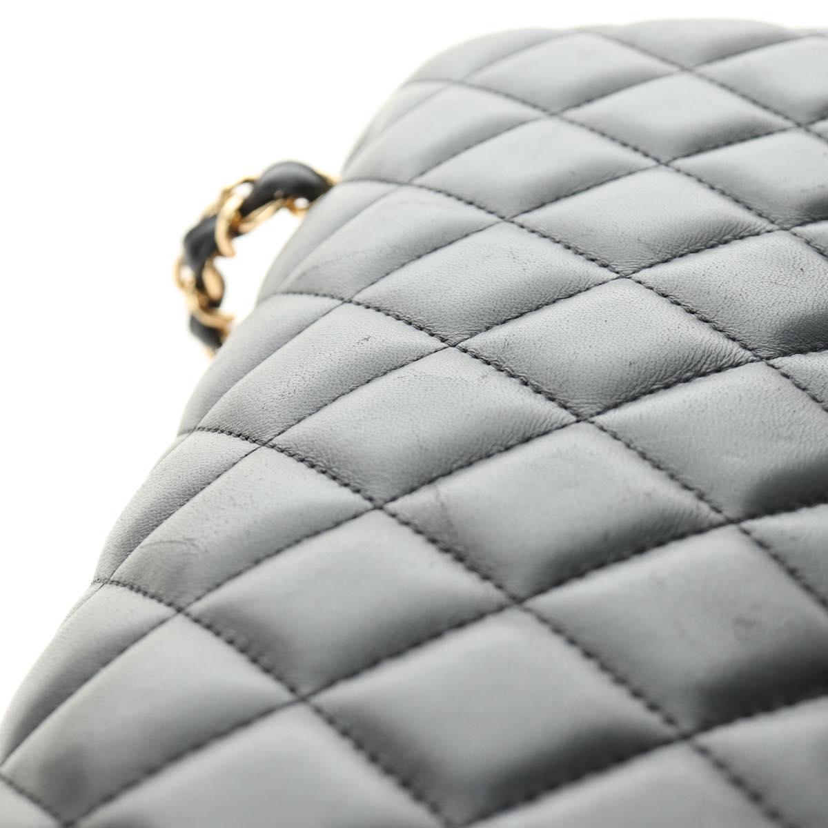 CHANEL Matelasse 30 Chain Double Flap Bag Lamb Skin Gold Black CC Auth 185808SM