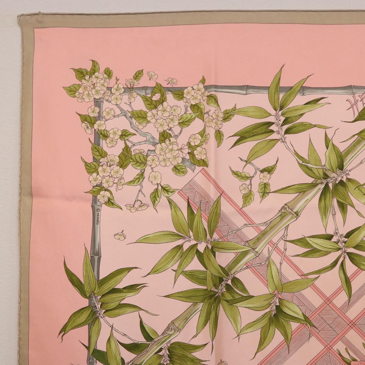 HERMES Carre 90 Scarf ""SERENITE"" Silk Pink Auth 185810