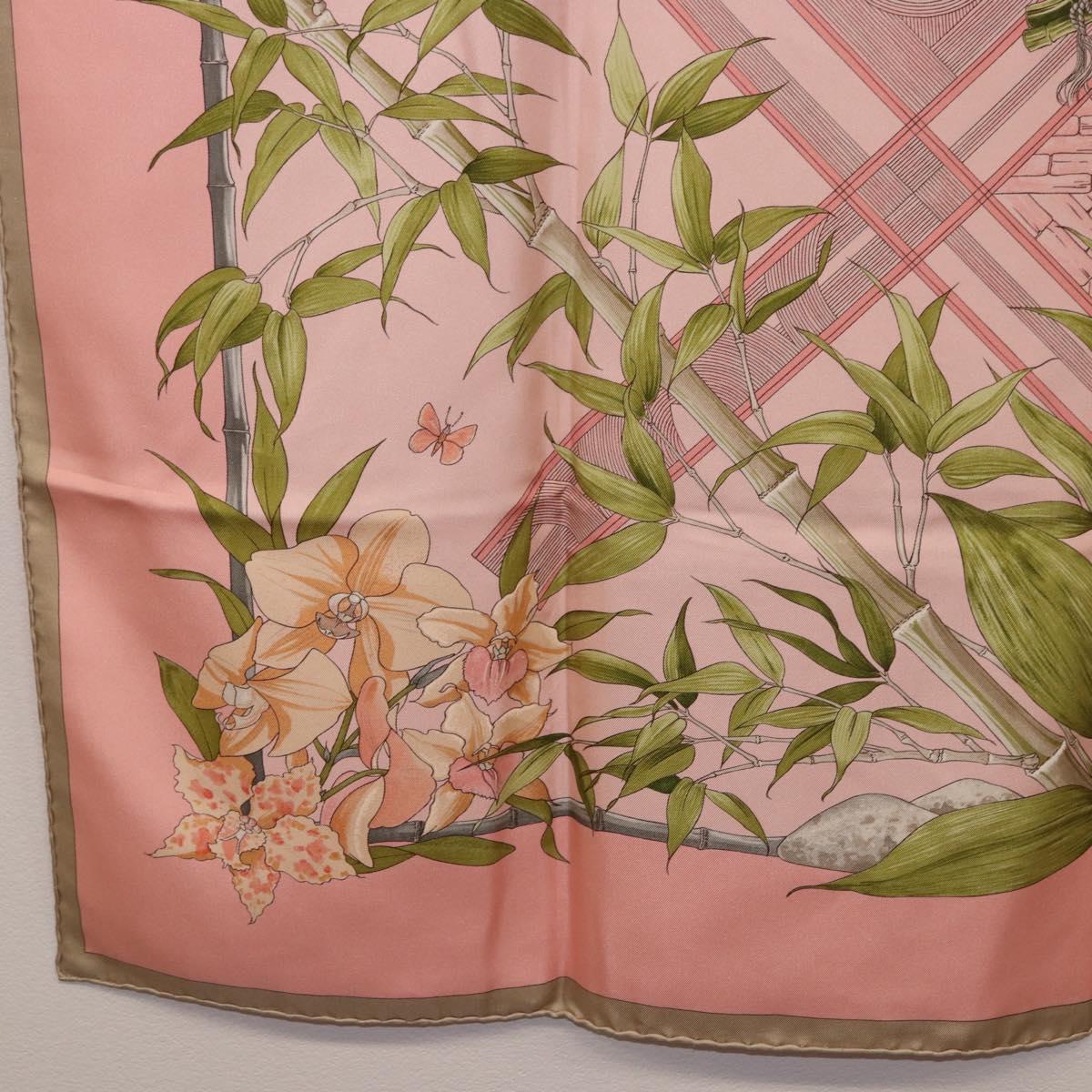 HERMES Carre 90 Scarf ""SERENITE"" Silk Pink Auth 185810