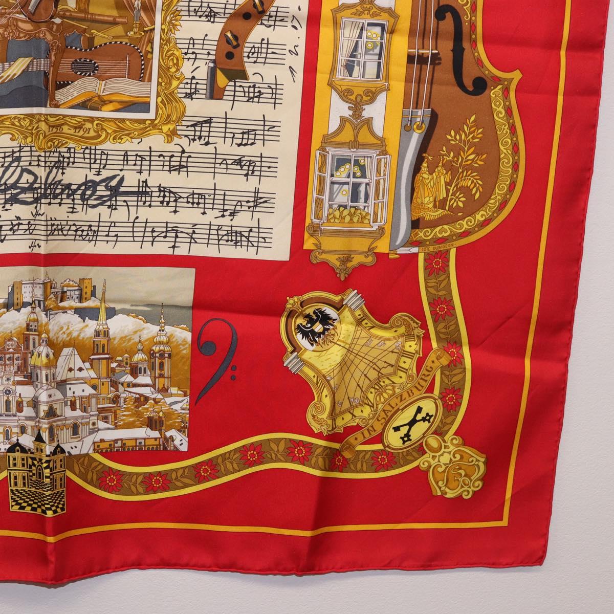 HERMES Carre 90 Scarf ""IN SALZBURG"" Silk Red Auth 185811