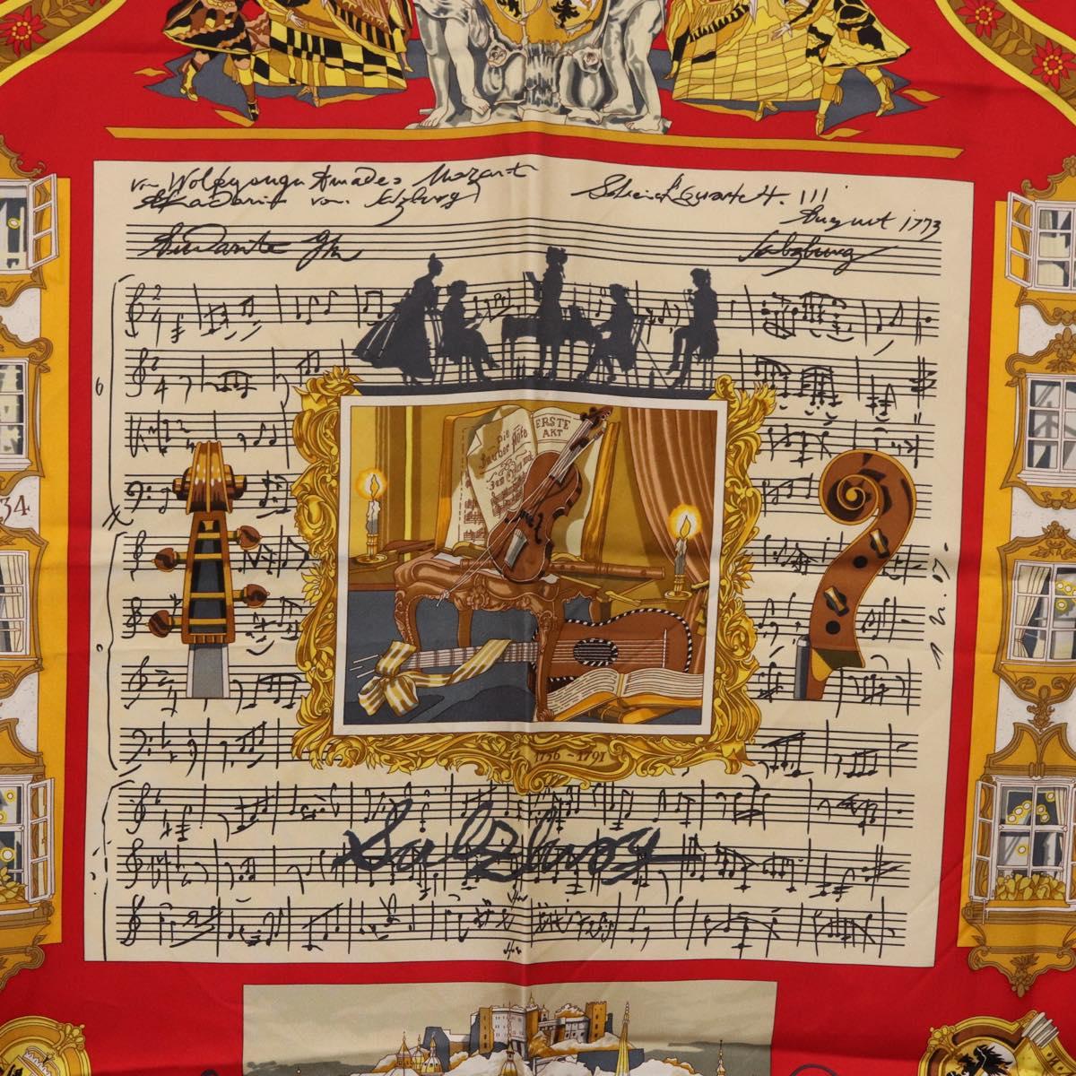 HERMES Carre 90 Scarf ""IN SALZBURG"" Silk Red Auth 185811